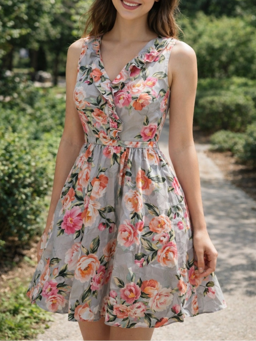 Jessica Howard Floral Ruffle Fit-and-Flare Dress